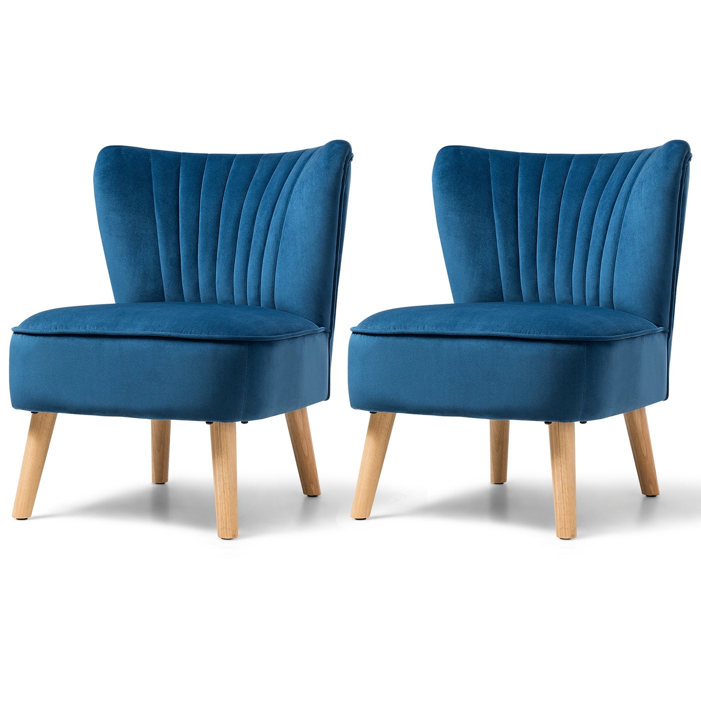 Velvet Accent Chair with Wood Legs - Armless Design
