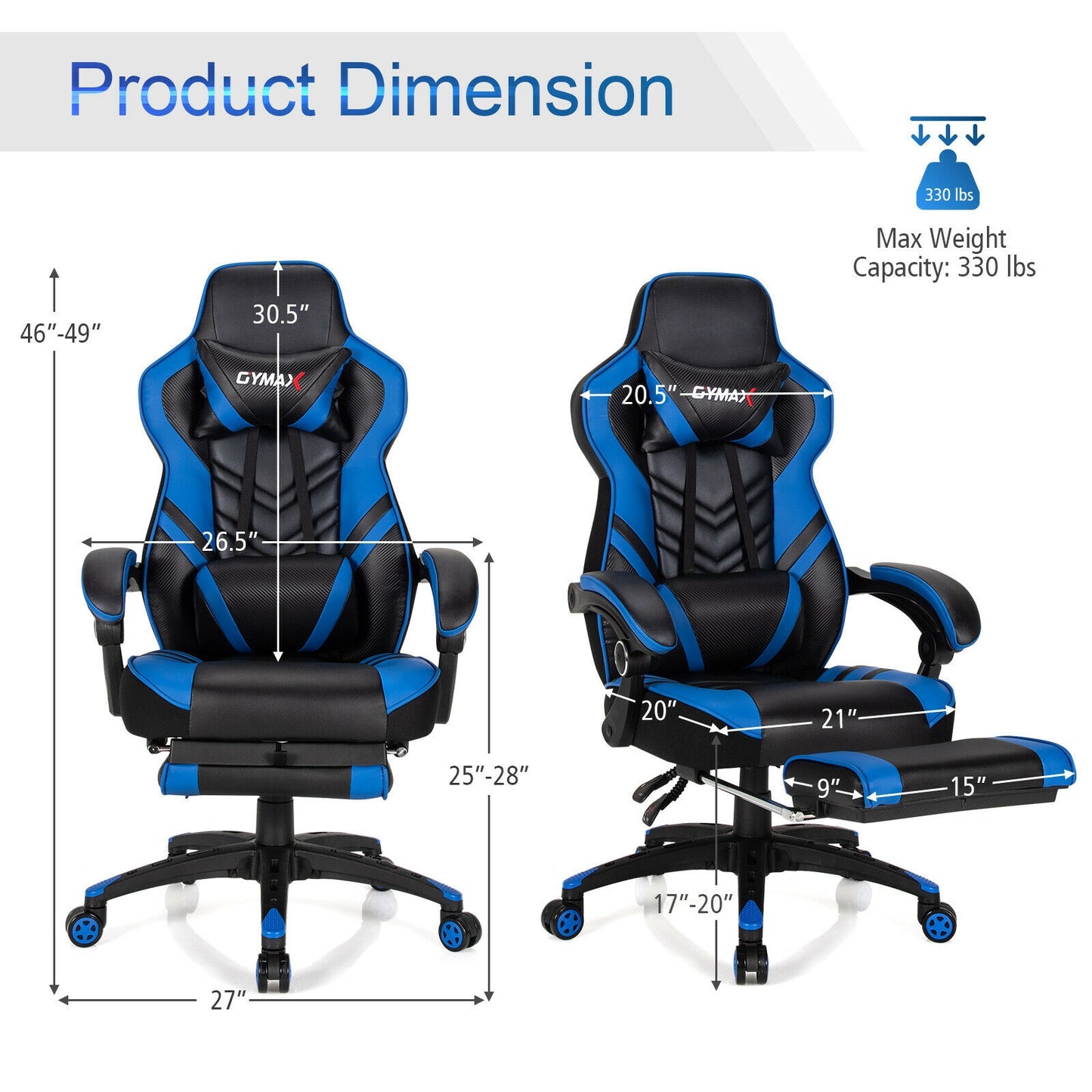 Gaming Chair with Footrest and Adjustable Backrest