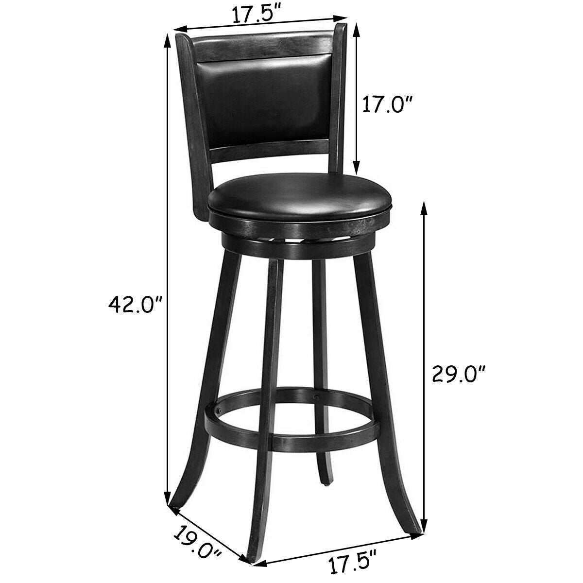 29-Inch Swivel Bar Stools Set of 2 with Cushioned Seat