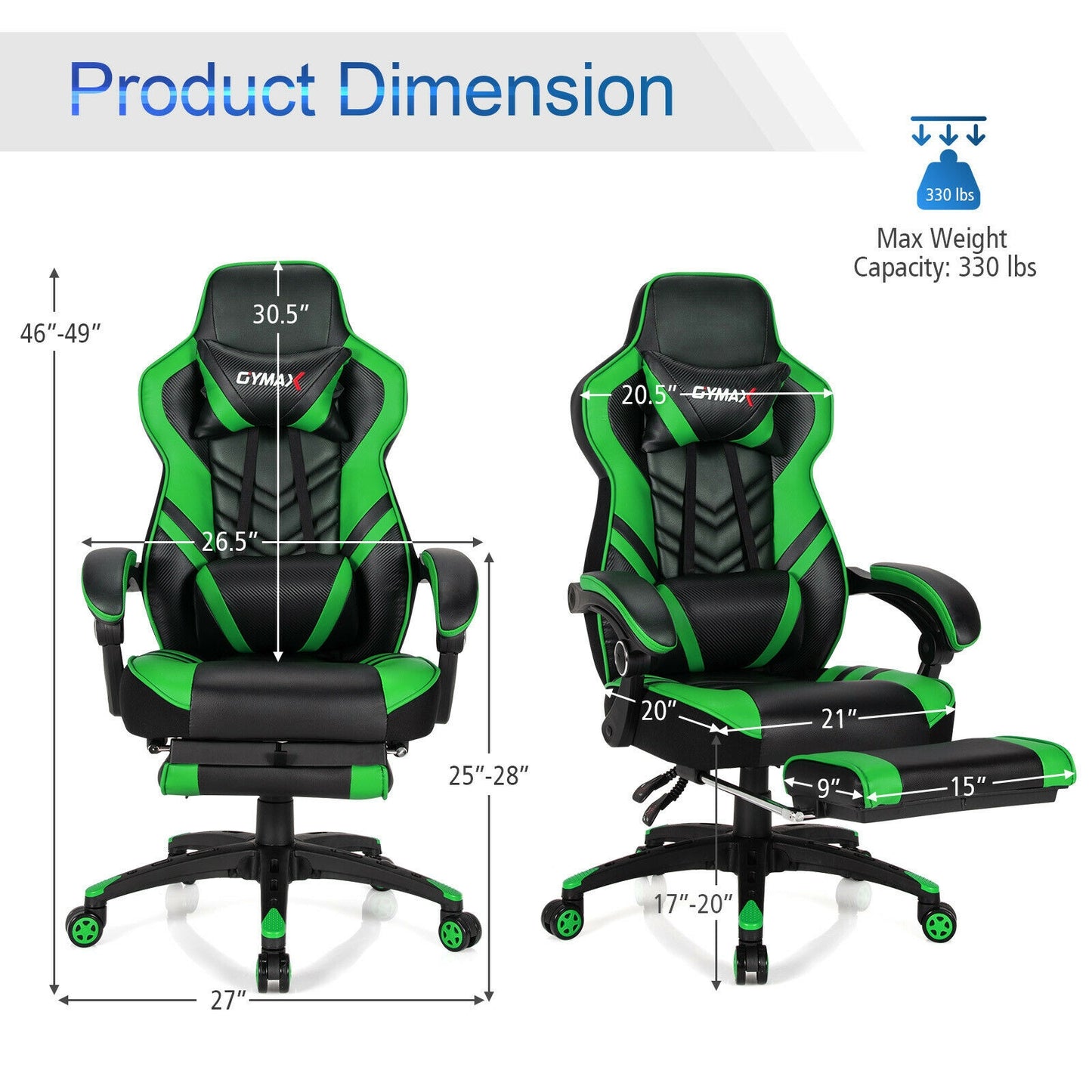 Gaming Chair with Footrest and Adjustable Backrest