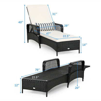 Adjustable Chaise Lounge Chair with Cushion & Pillow