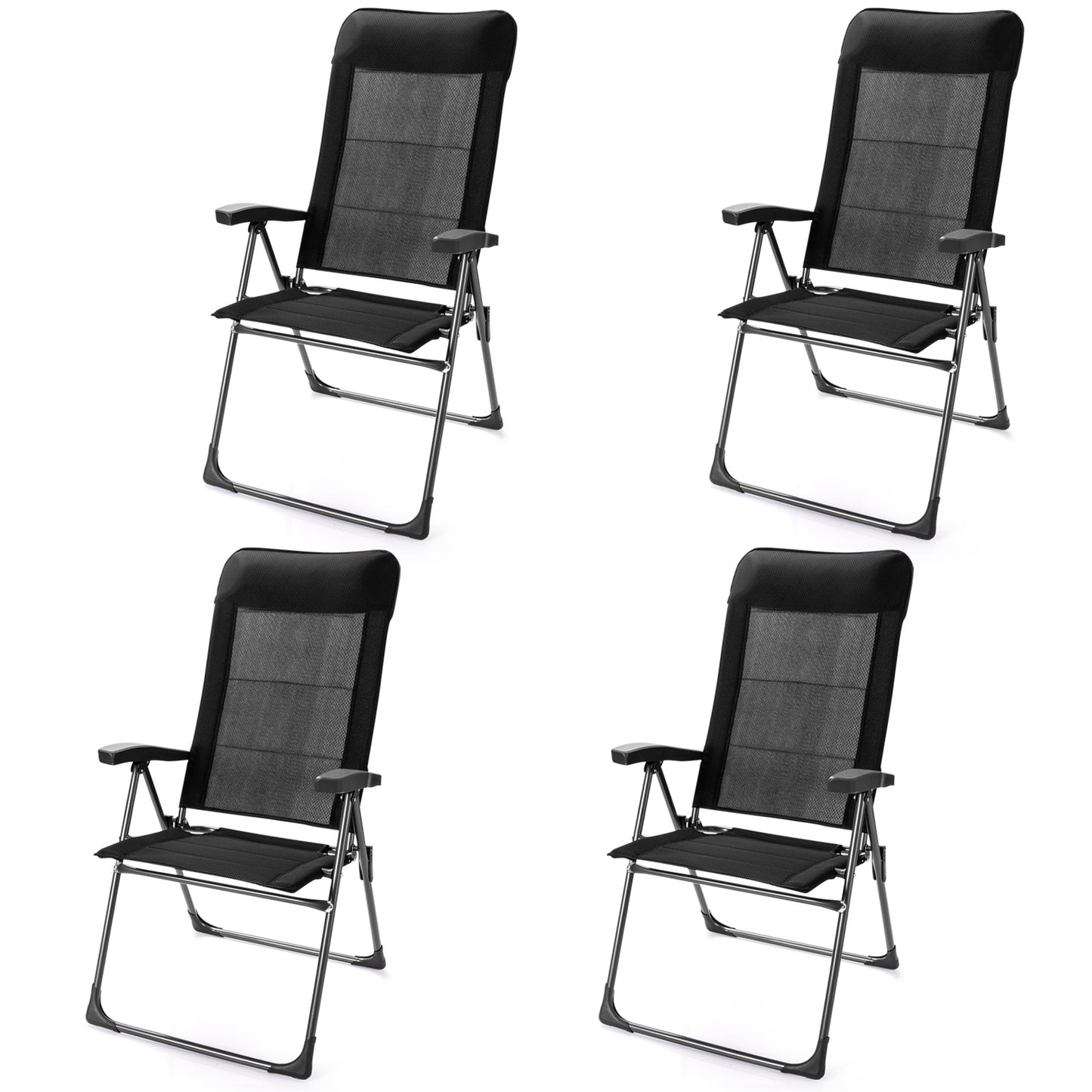 Folding Patio Dining Chairs Set of 2 with Adjustable Backrest
