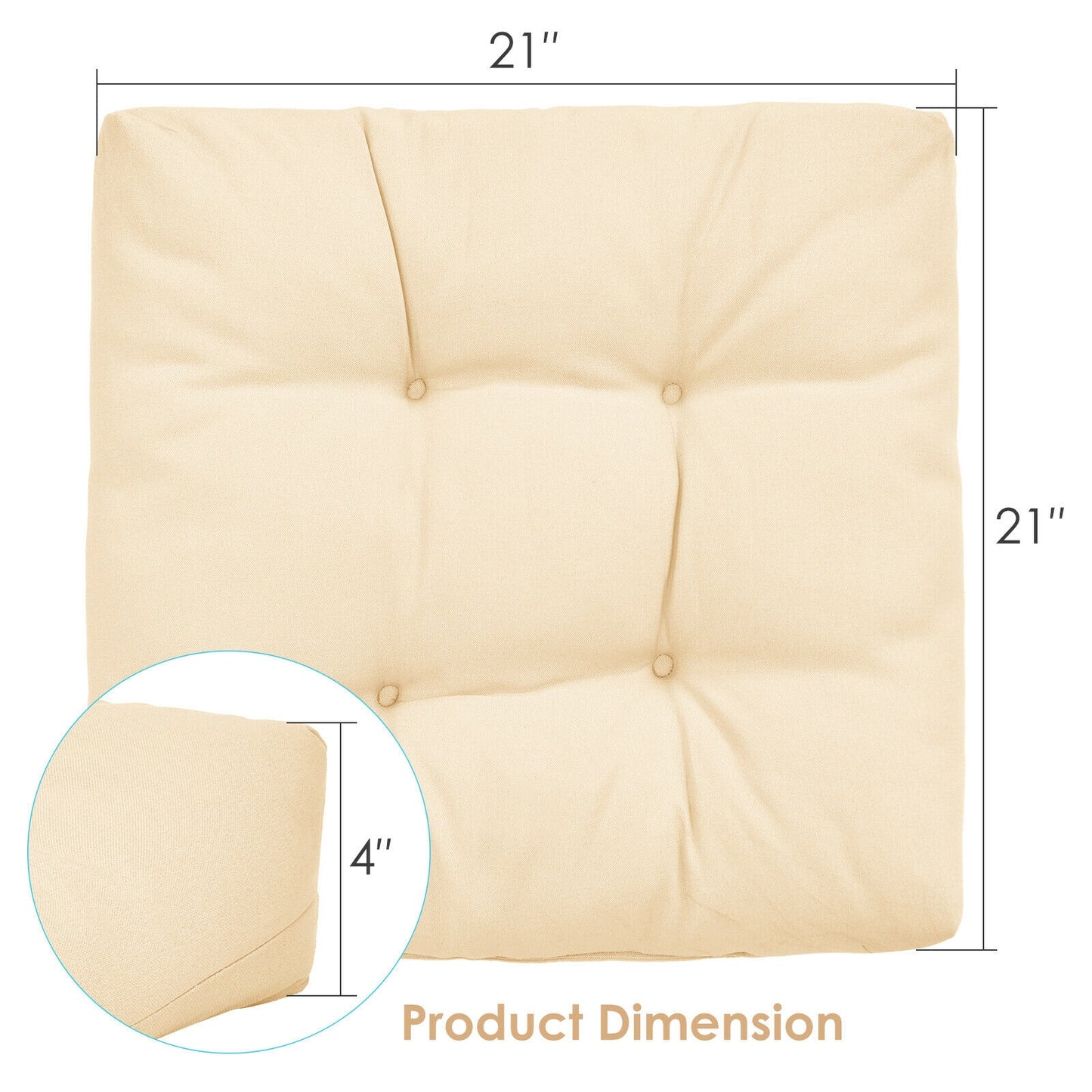 21x21 Inch Patio Chair Seat Cushion Pads - Indoor & Outdoor
