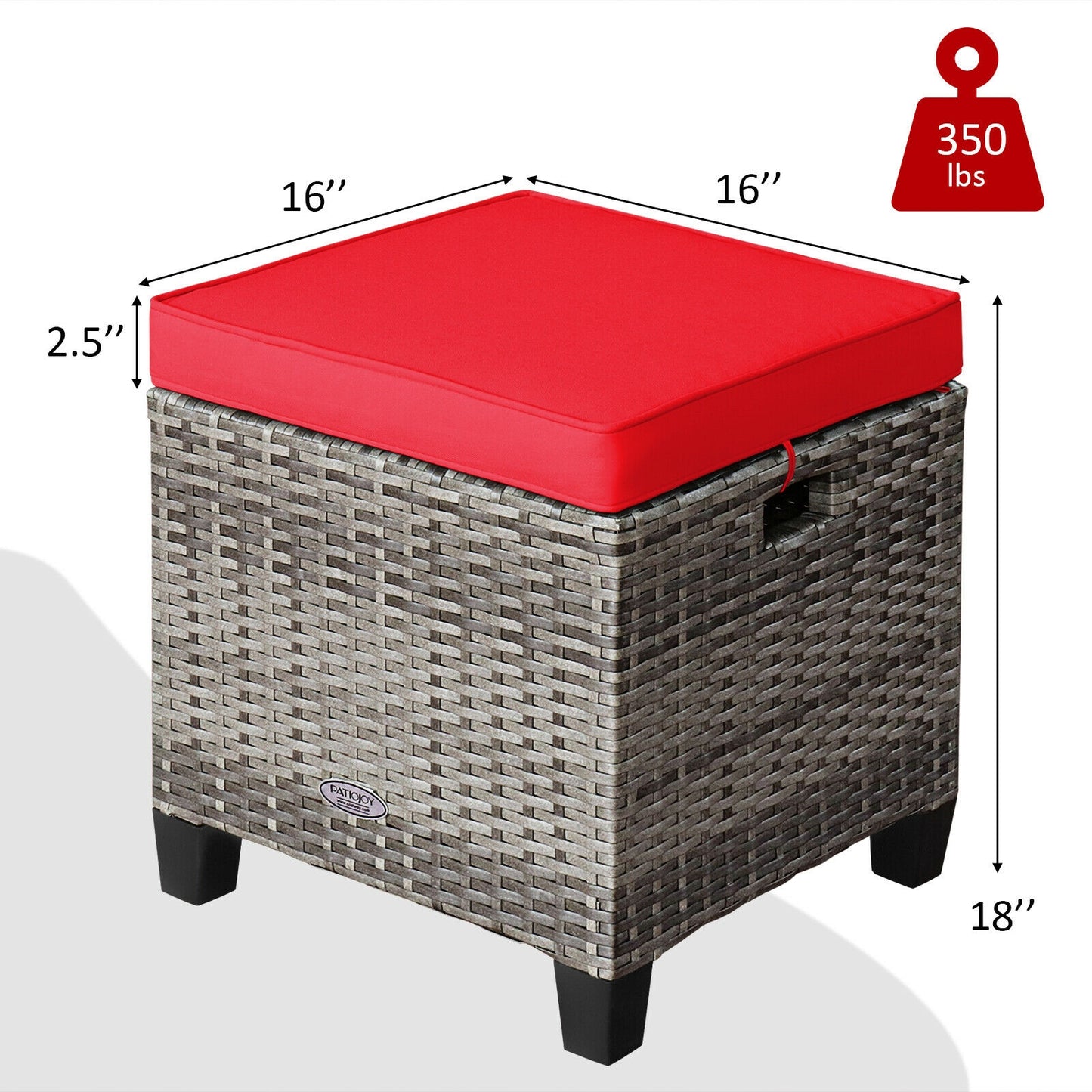 Patio Rattan Ottoman Set with Removable Cushions (2-Piece)