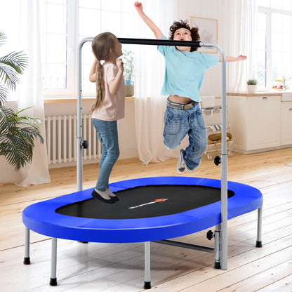 2-Person Foldable Fitness Trampoline with Adjustable Handle