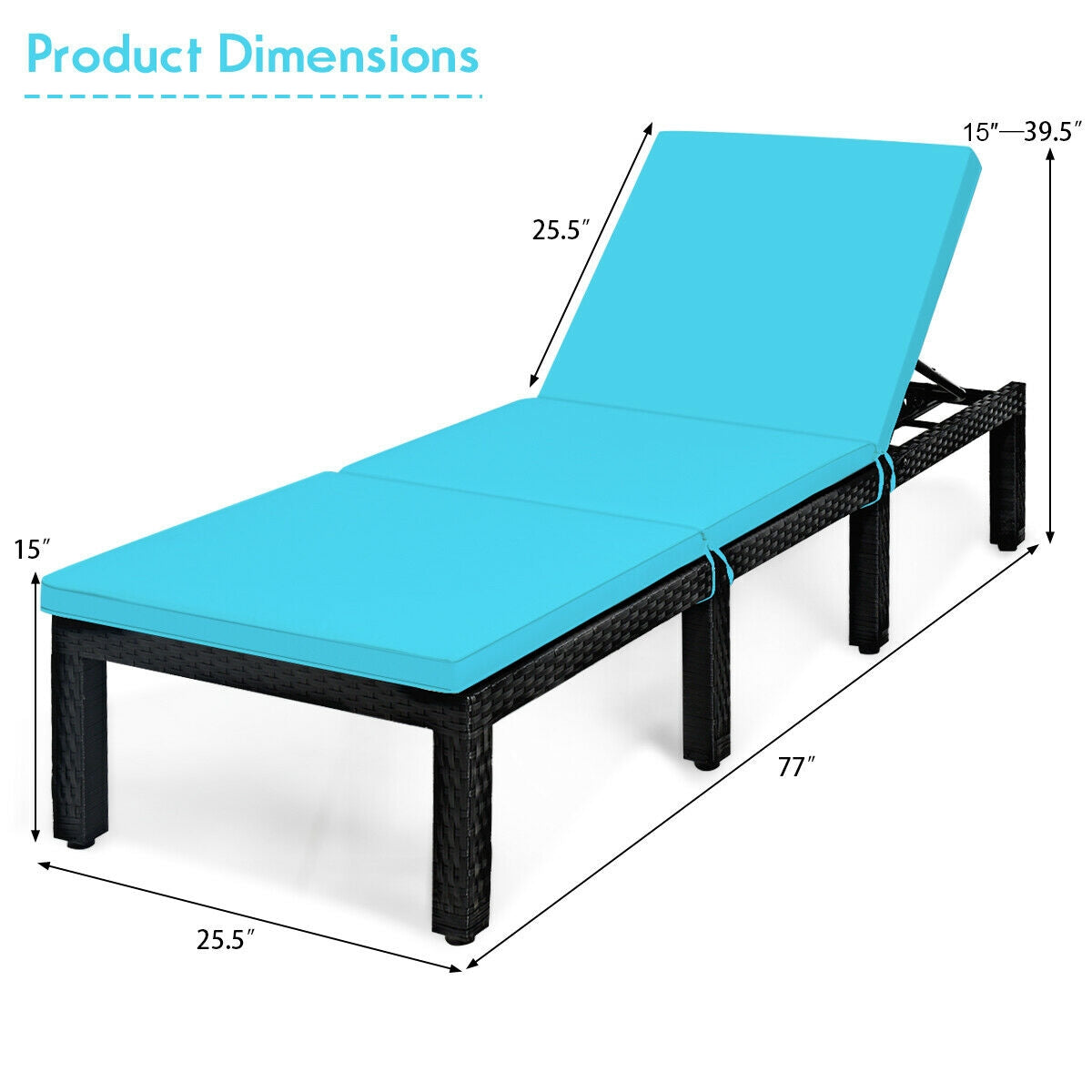 Adjustable Patio Chaise Lounge Chair with Cushion