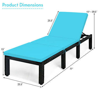 Adjustable Patio Chaise Lounge Chair with Cushion