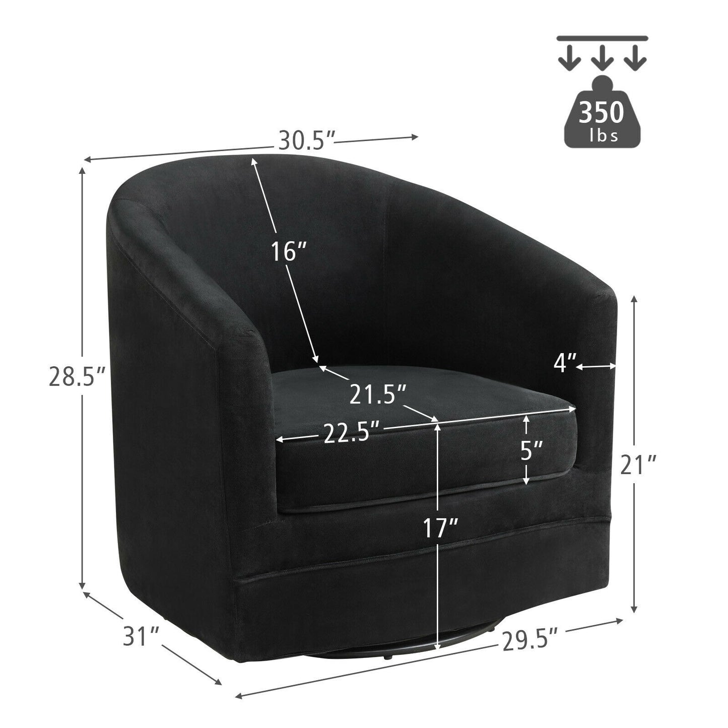 Swivel Barrel Accent Chair with 360-Degree Rotation