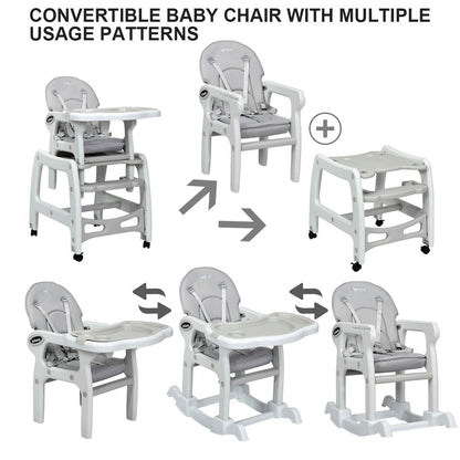 3-in-1 Convertible High Chair with Lockable Wheels
