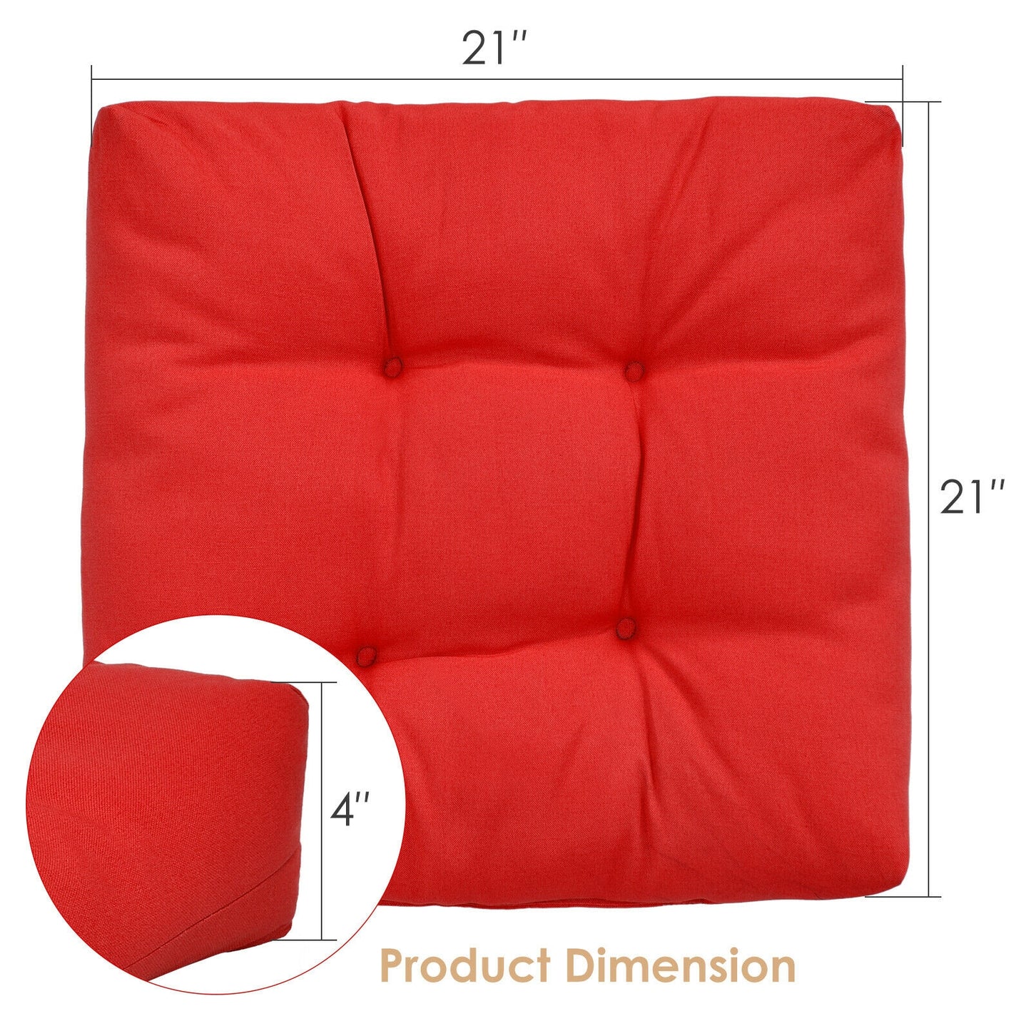 21x21 Inch Patio Chair Seat Cushion Pads - Indoor & Outdoor