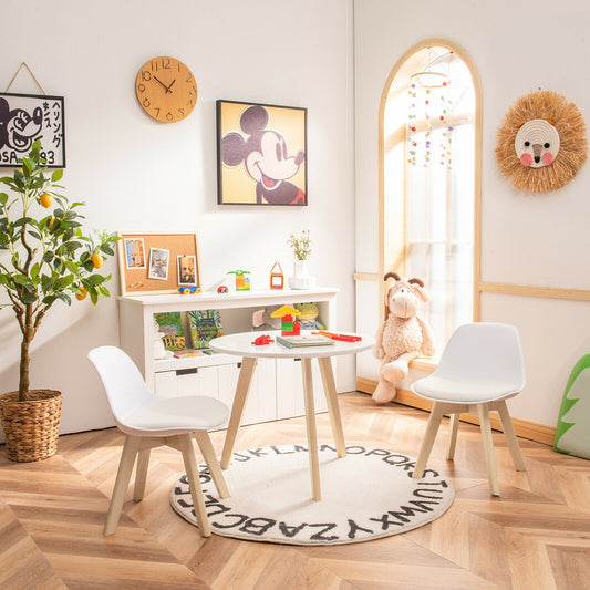 Kids Activity Table and 2 Chairs Set with Cushioned Seats