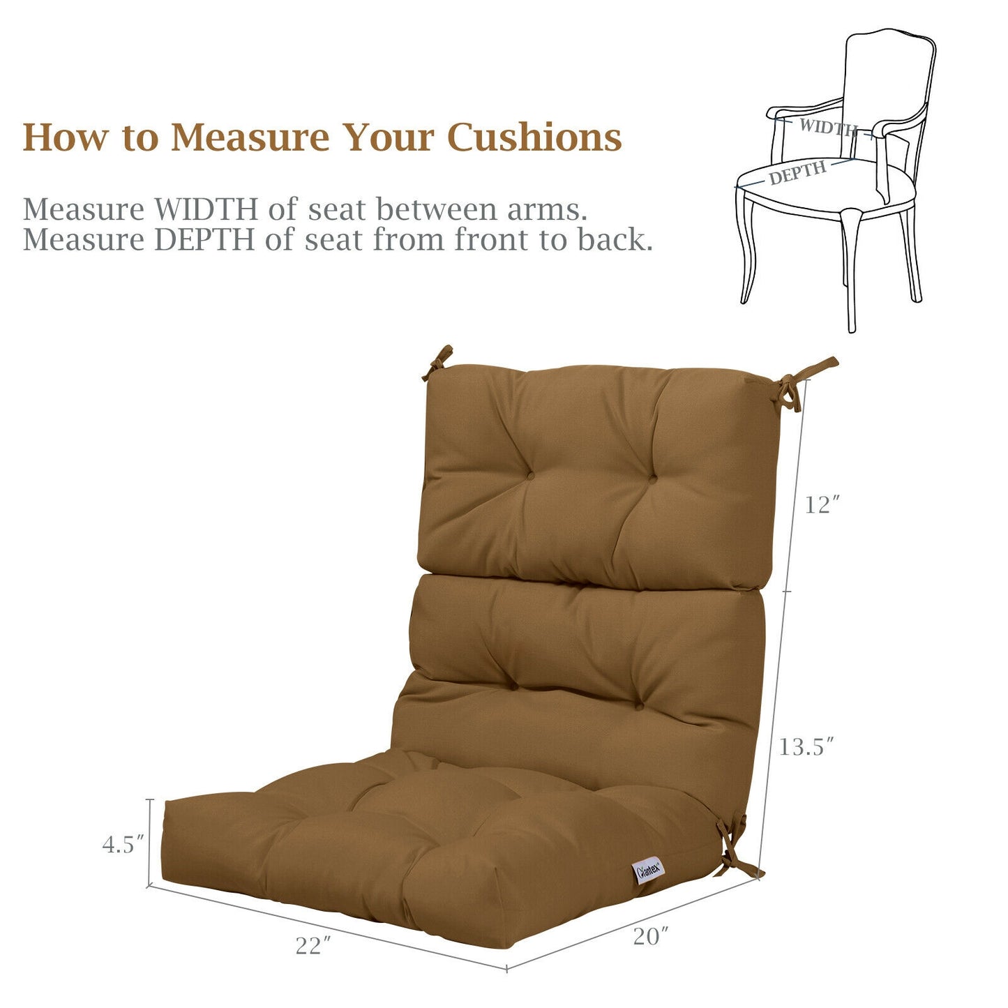 Tufted Outdoor Chair Cushion 44x22 Inch High Back Pad