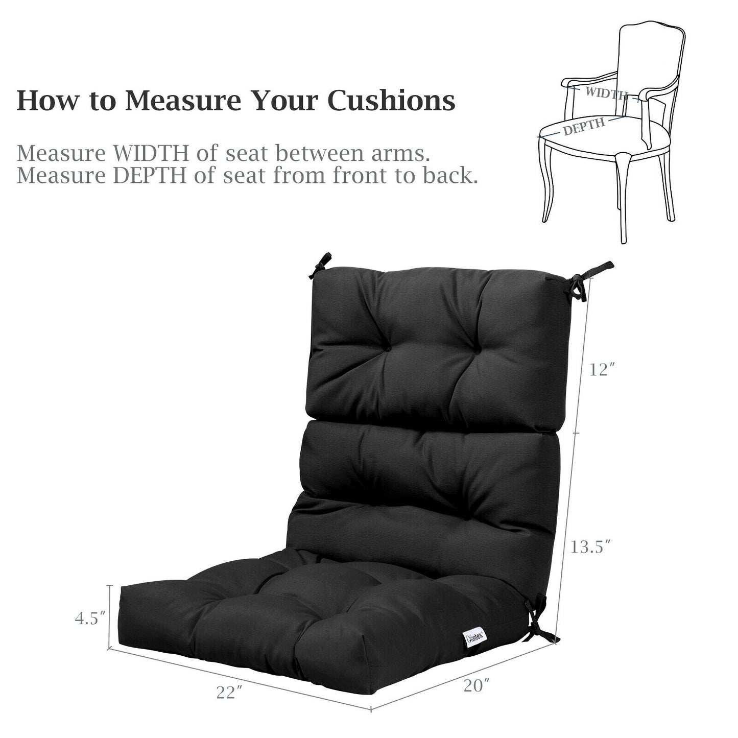 Tufted Outdoor Chair Cushion 44x22 Inch High Back Pad