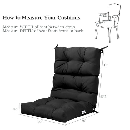 Tufted Outdoor Chair Cushion 44x22 Inch High Back Pad