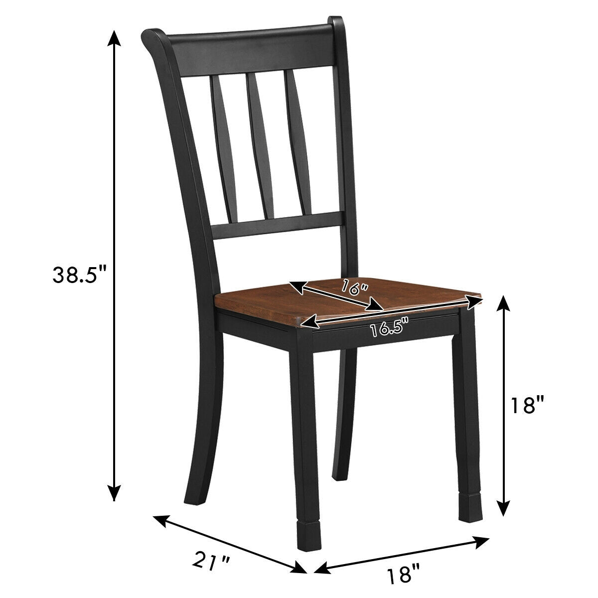 Spindle Back Wood Dining Chairs - Set of 2
