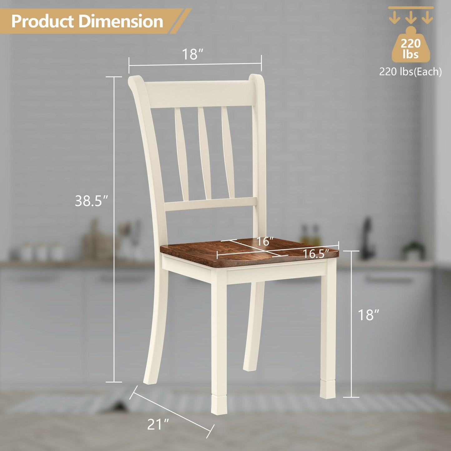 Spindle Back Wood Dining Chairs - Set of 2