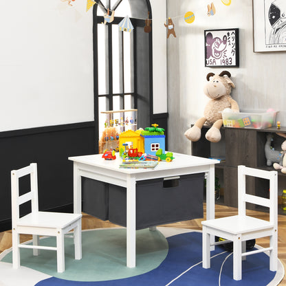 Kids Activity Table and 2 Chairs Set with Storage Drawers
