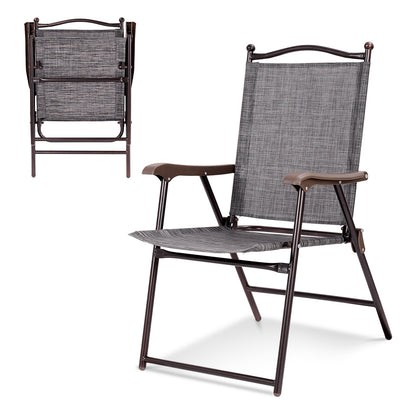 Folding Sling Back Patio Chairs Set of 2