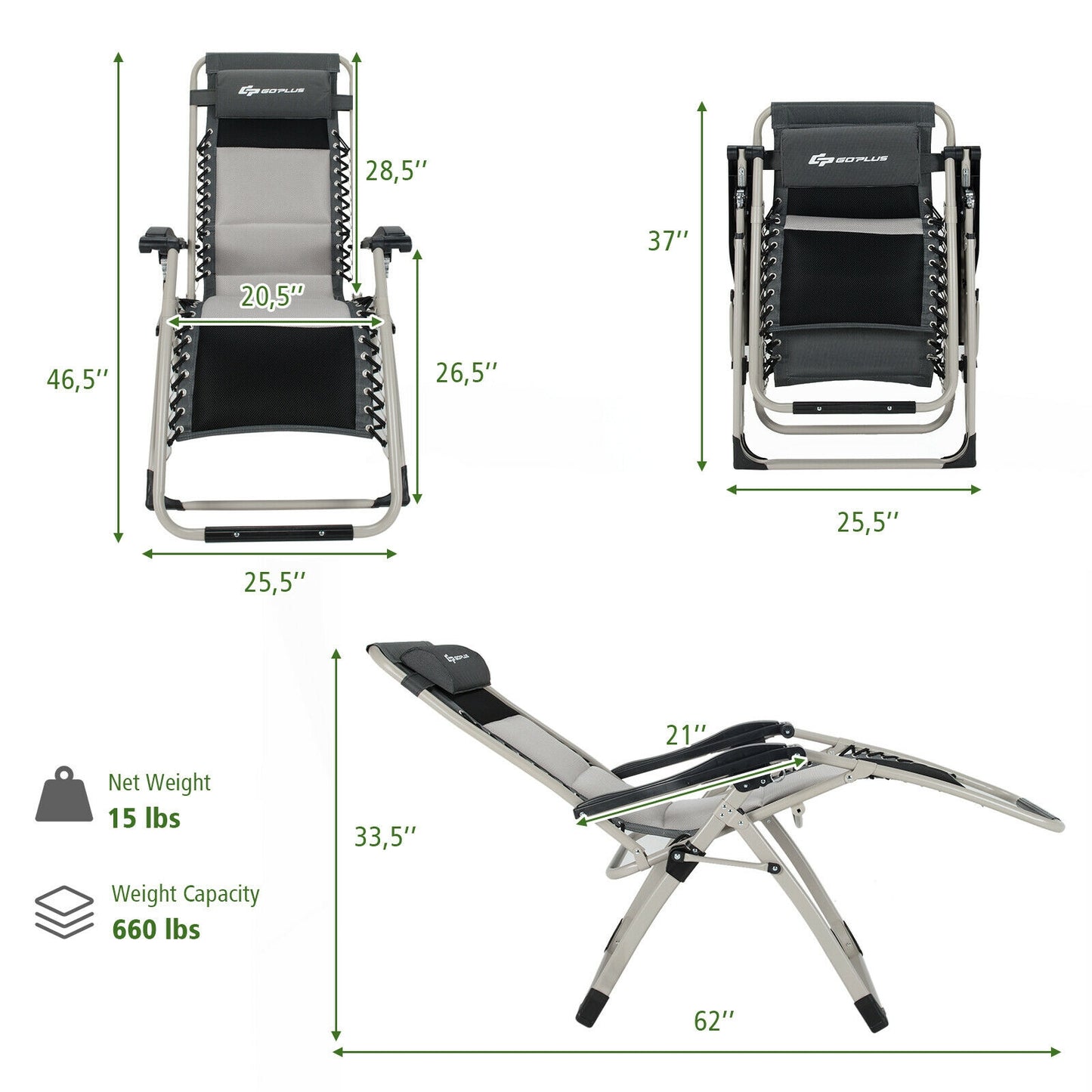 Adjustable Padded Lounge Recliner with Removable Pillow