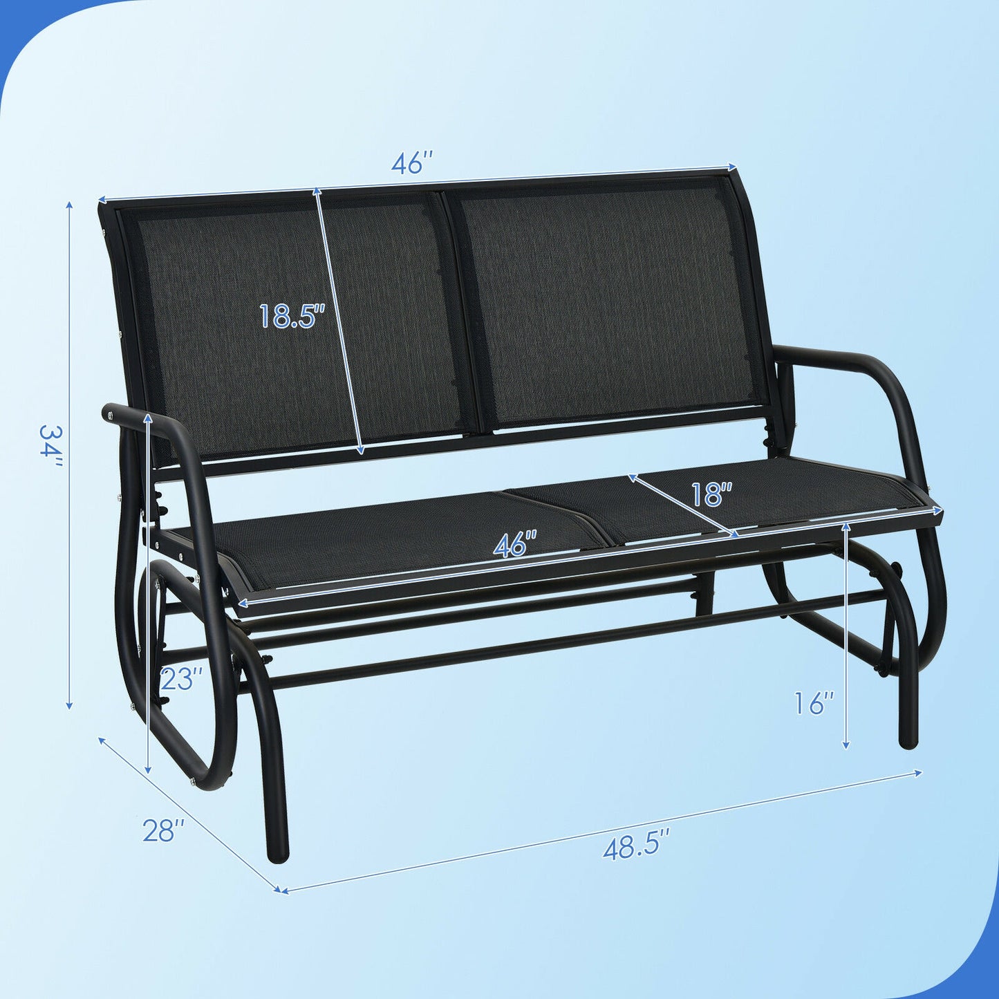 48-Inch Outdoor Glider Loveseat with Steel Frame