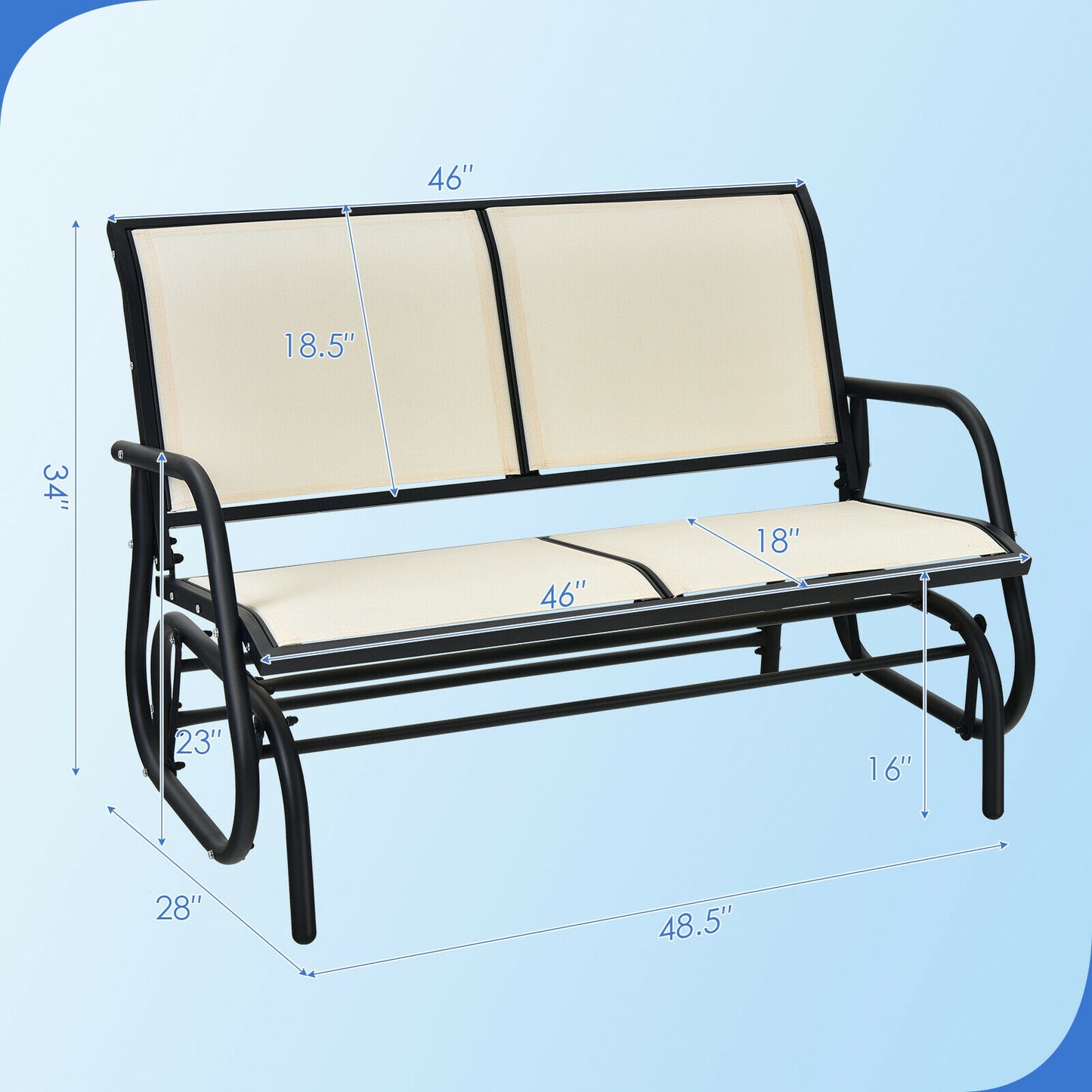 48-Inch Outdoor Glider Loveseat with Steel Frame