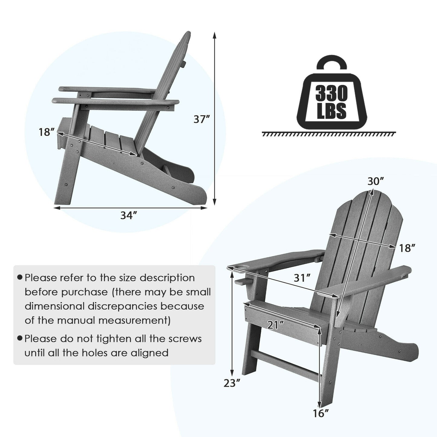 Adirondack Chair with Cup Holder - All-Weather PE