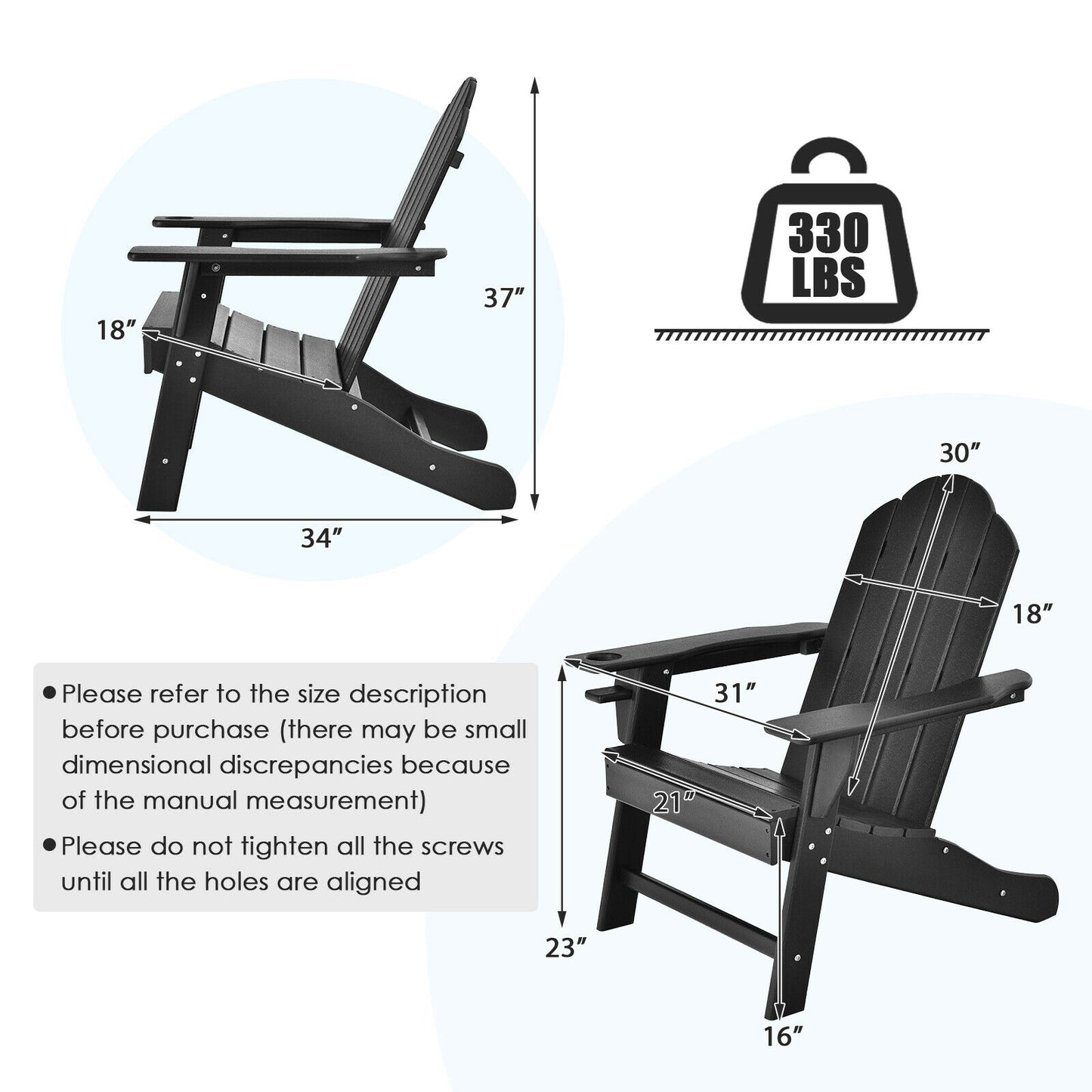 Adirondack Chair with Cup Holder - All-Weather PE