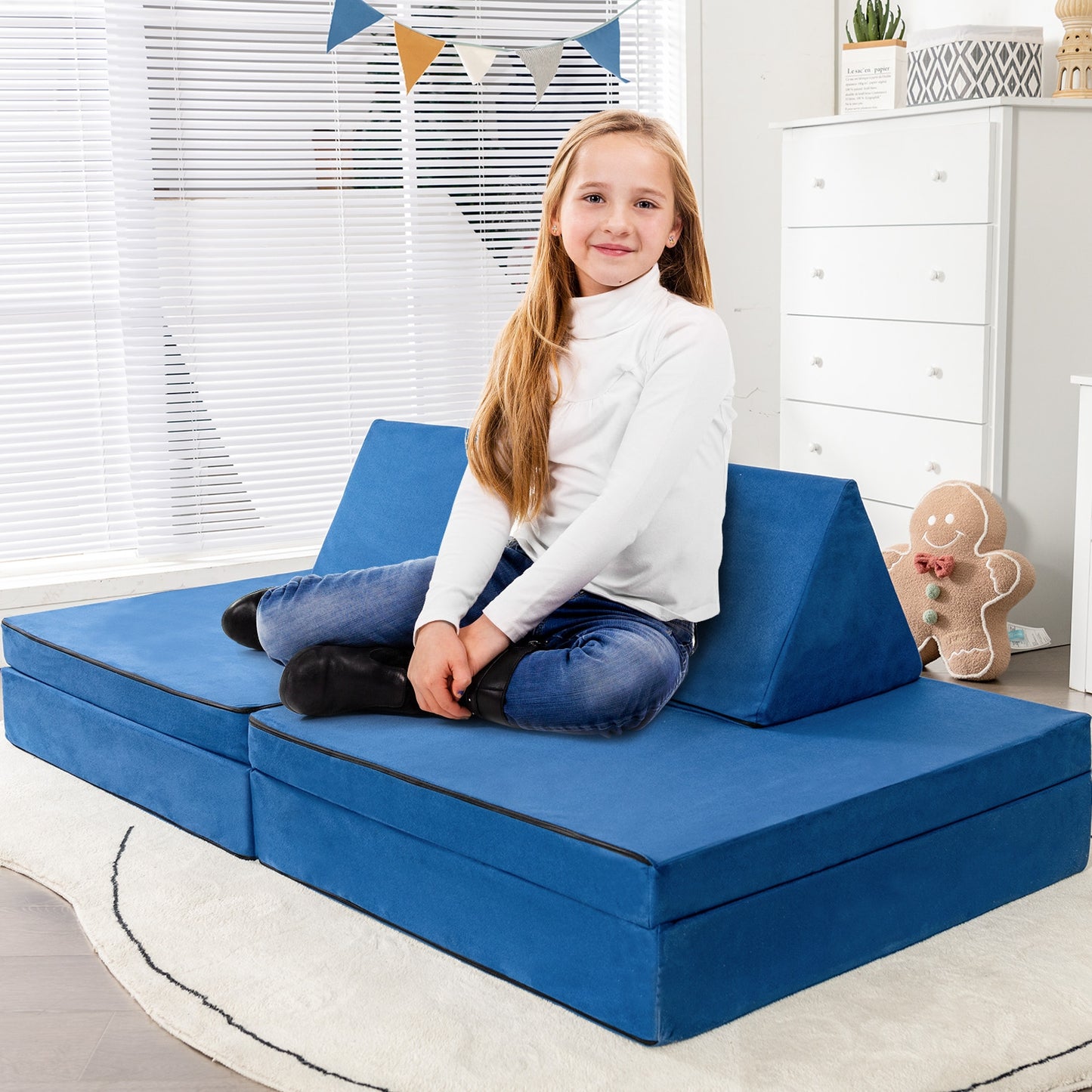 Convertible Kids Couch Set 4-Piece with Folding Mats