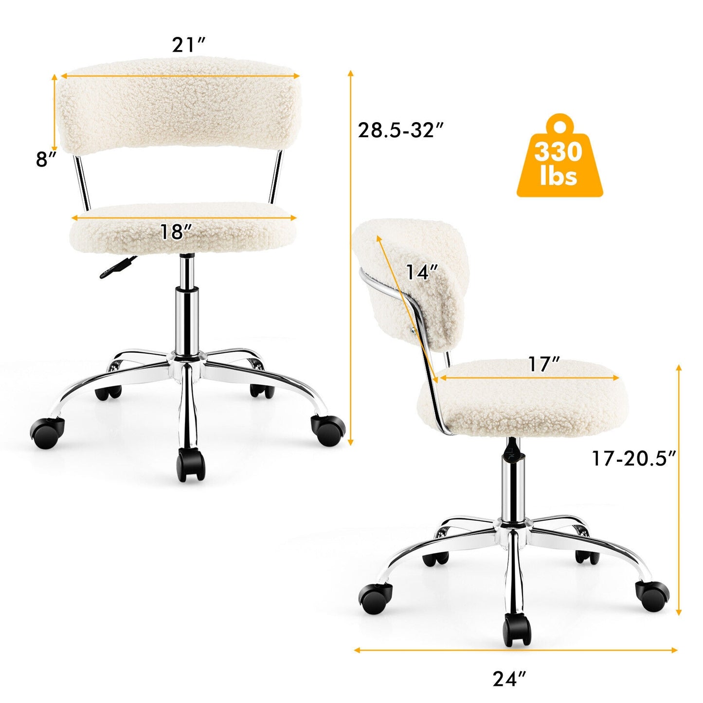 Adjustable Sherpa Office Chair with 360° Swivel