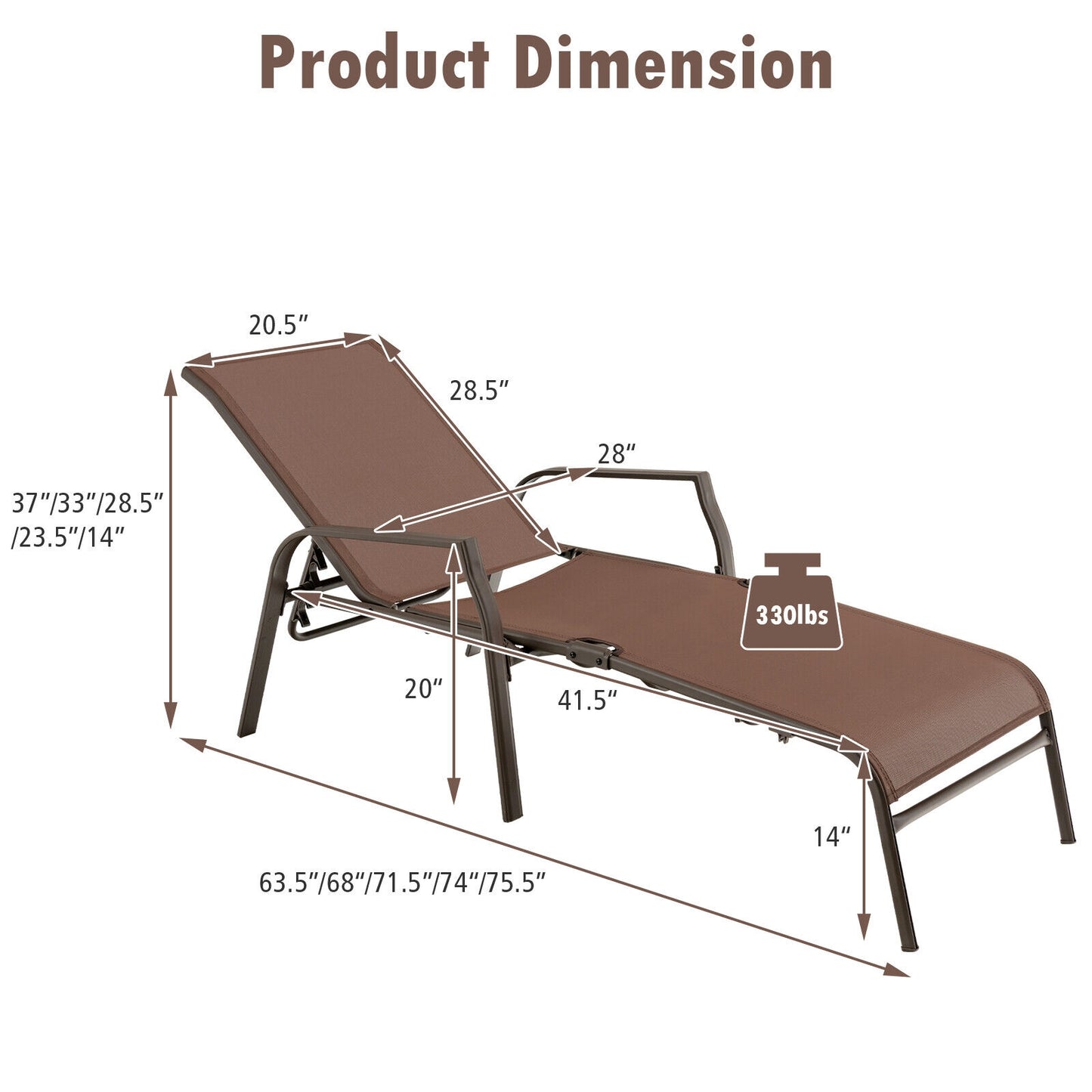 Folding Chaise Lounge Chair Set with Adjustable Back - 2 Pieces