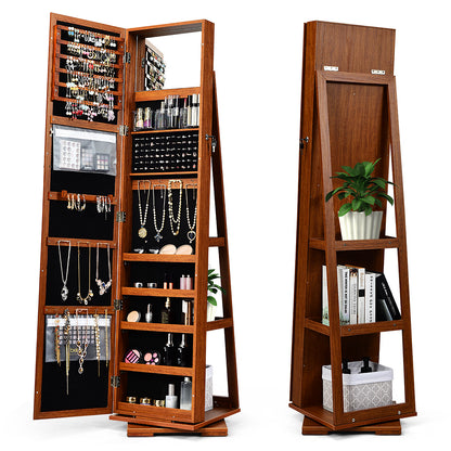 Jewelry Armoire with Full-Length Mirror and 360° Rotation