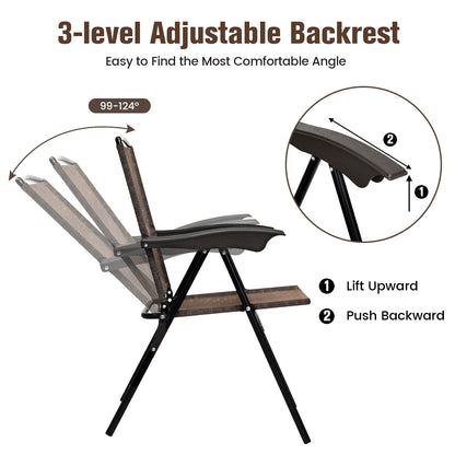 Folding Patio Dining Chairs Set of 4 with Adjustable Backrest
