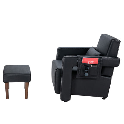Berber Fleece Accent Chair with Ottoman and Waist Pillow
