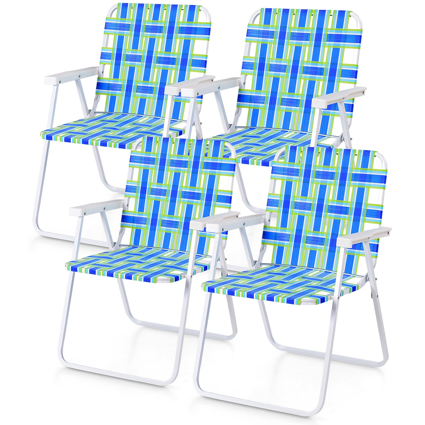 Folding Beach Chair with Steel Frame - Set of 4