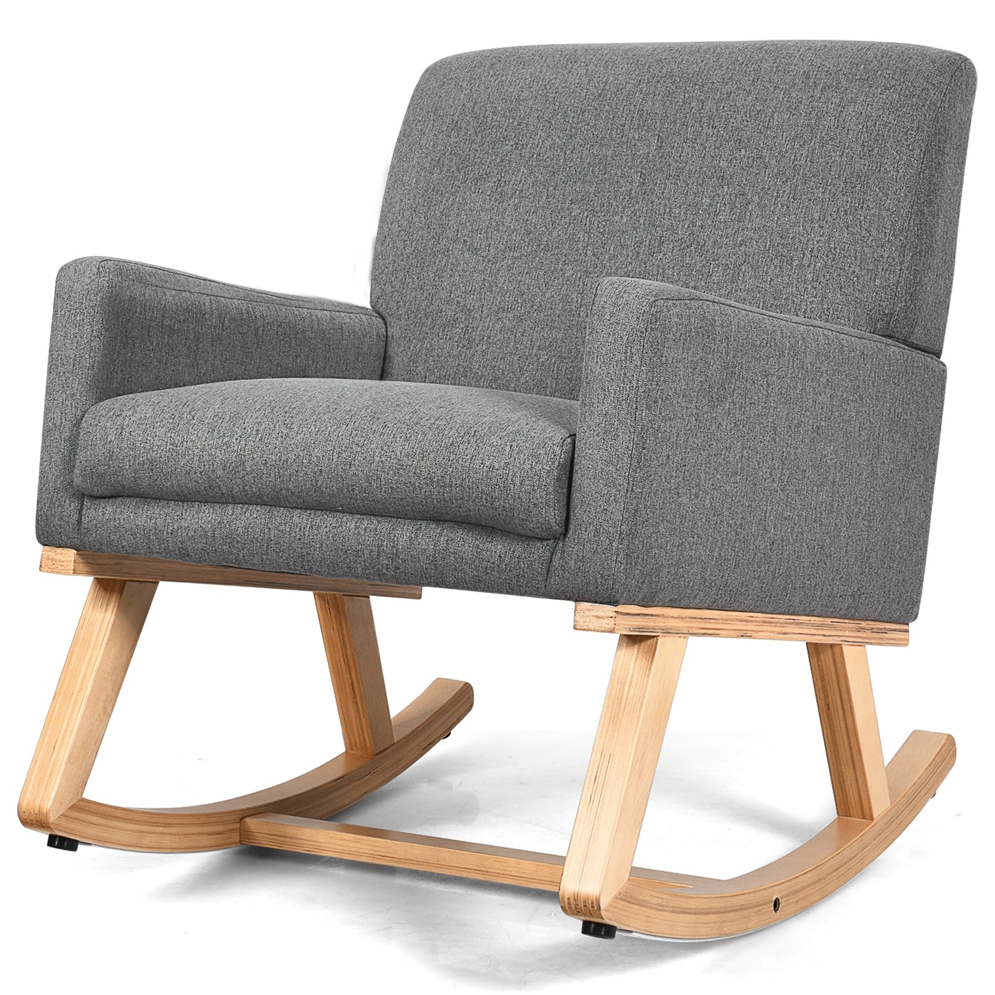 Upholstered Rocking Chair with Solid Wood Base