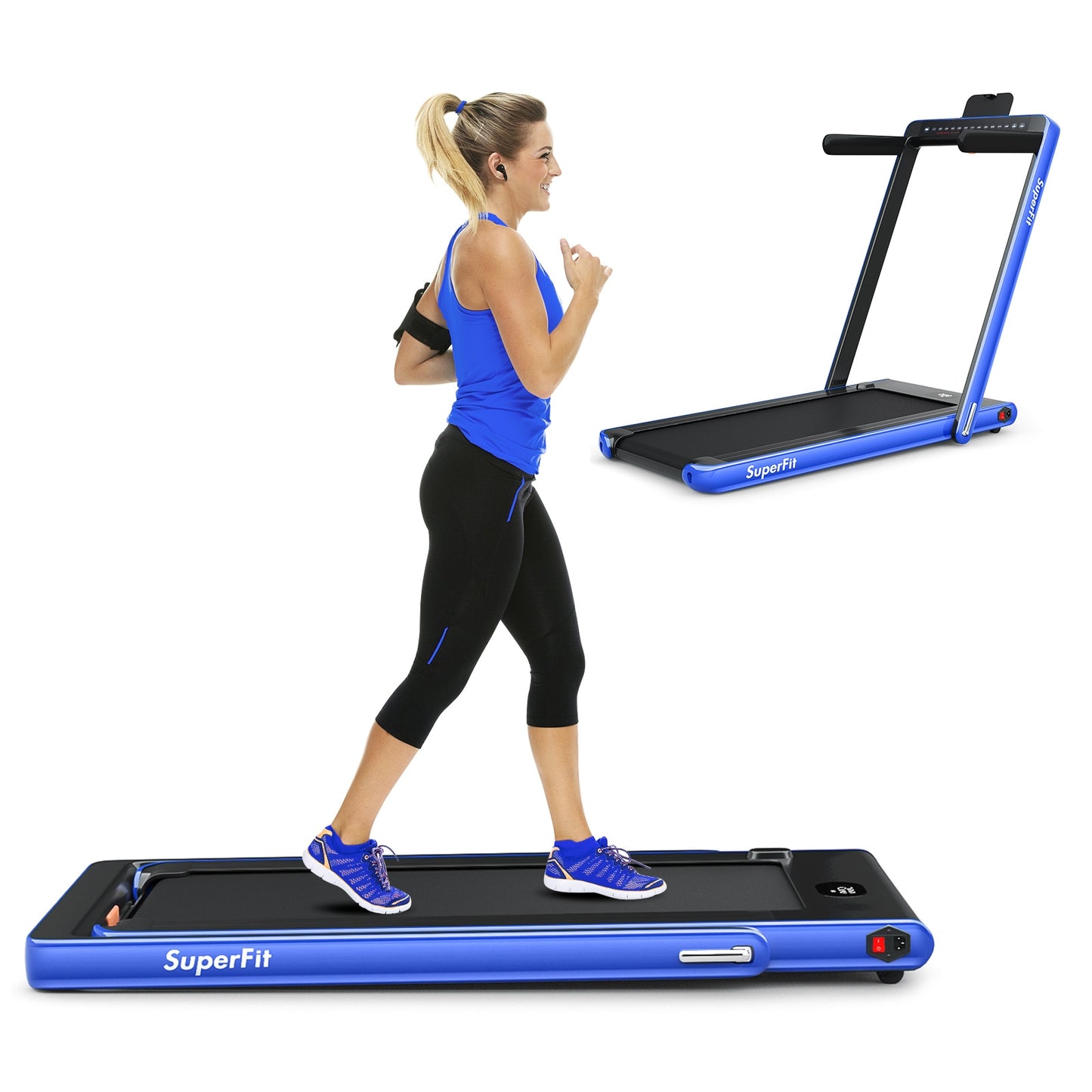 2-in-1 Folding Treadmill with Dual Display and Remote Control