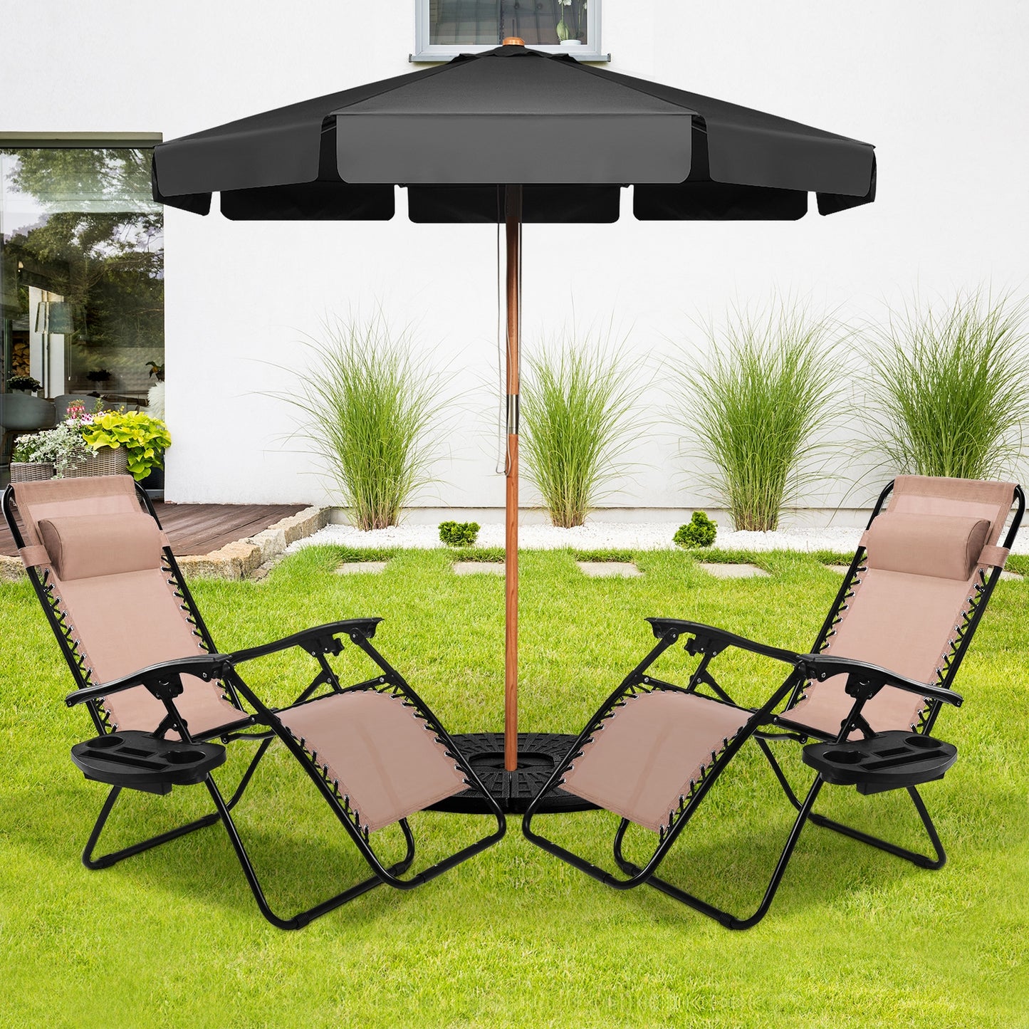 Zero Gravity Folding Lounge Chair Set of 2 with Pillow