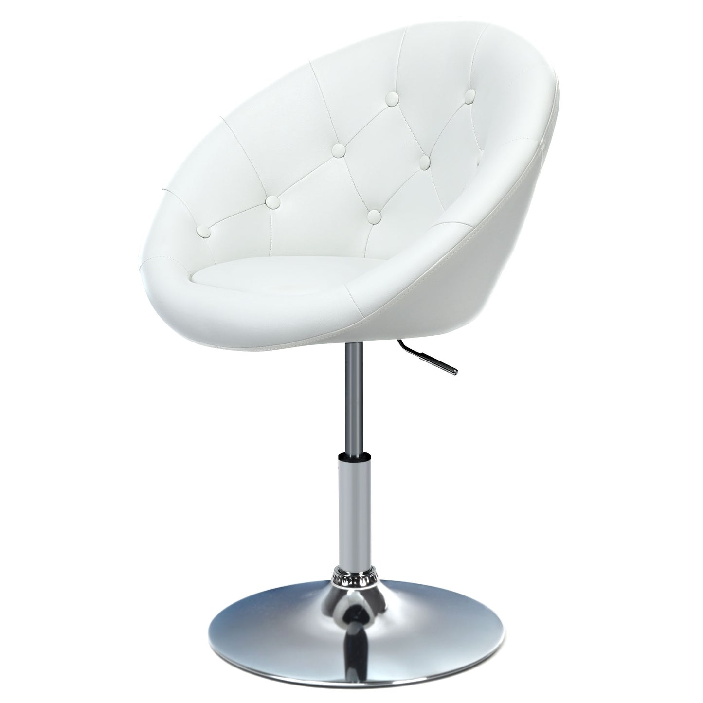 Adjustable Swivel Round Accent Chair with Tufted Back