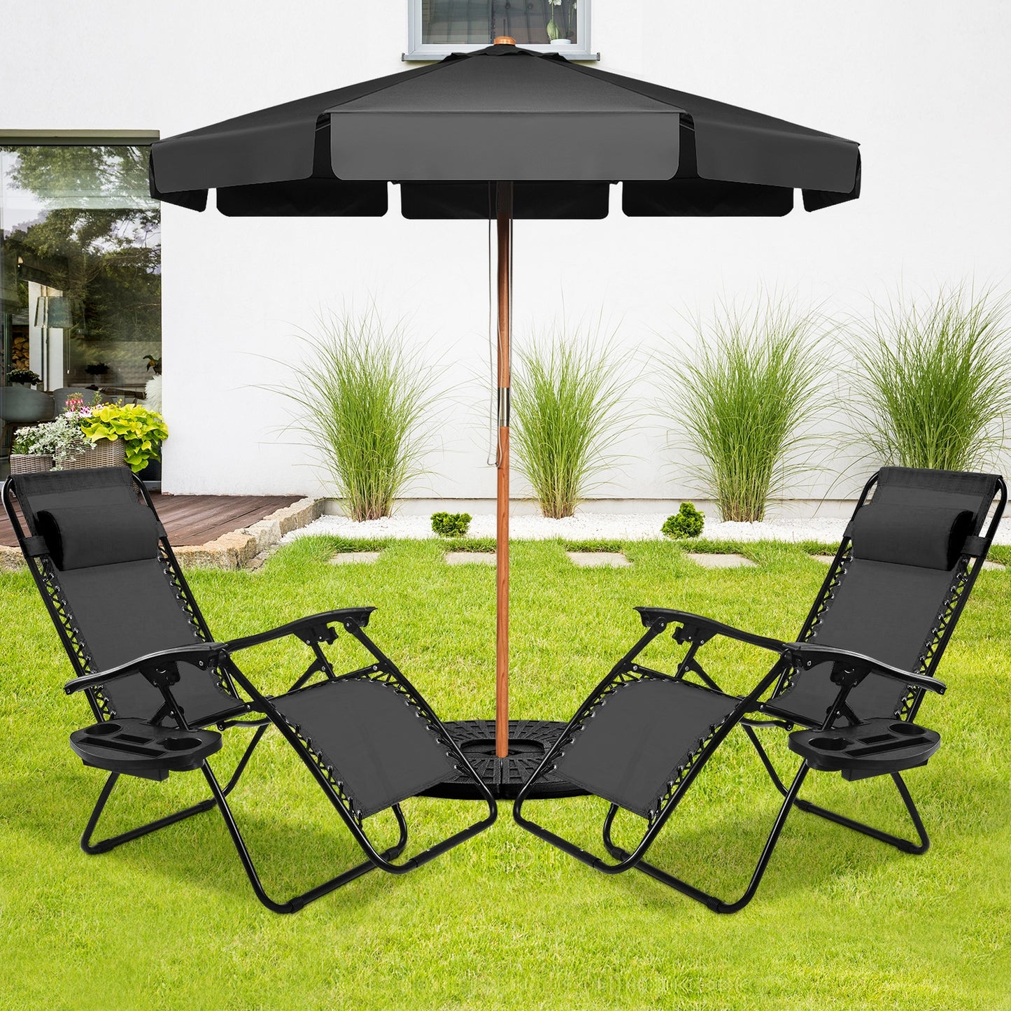 Zero Gravity Folding Lounge Chair Set of 2 with Pillow