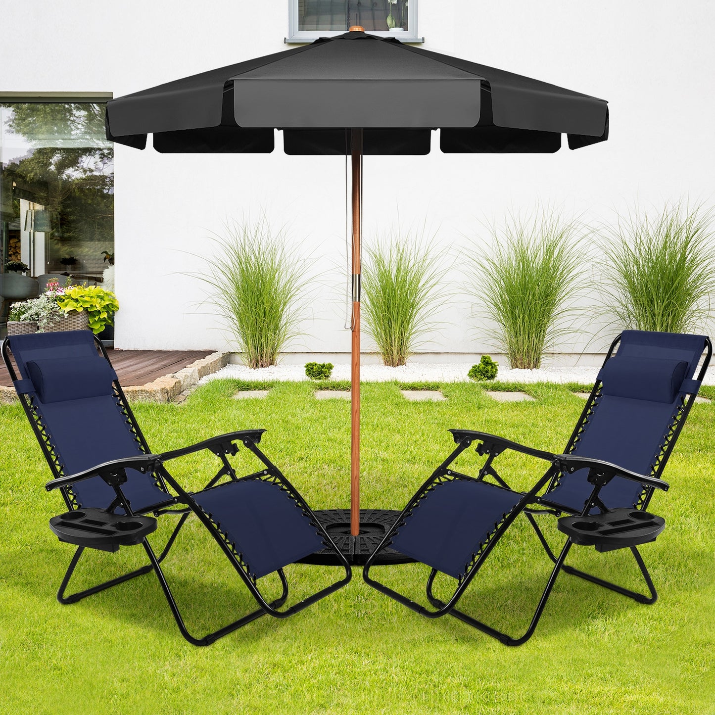 Zero Gravity Folding Lounge Chair Set of 2 with Pillow
