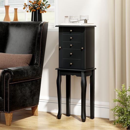 Standing Jewelry Armoire Cabinet with Mirror and 5 Drawers