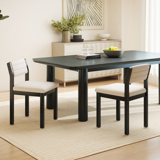Sherpa Upholstered Dining Chairs Set of 2 with Wood Frame