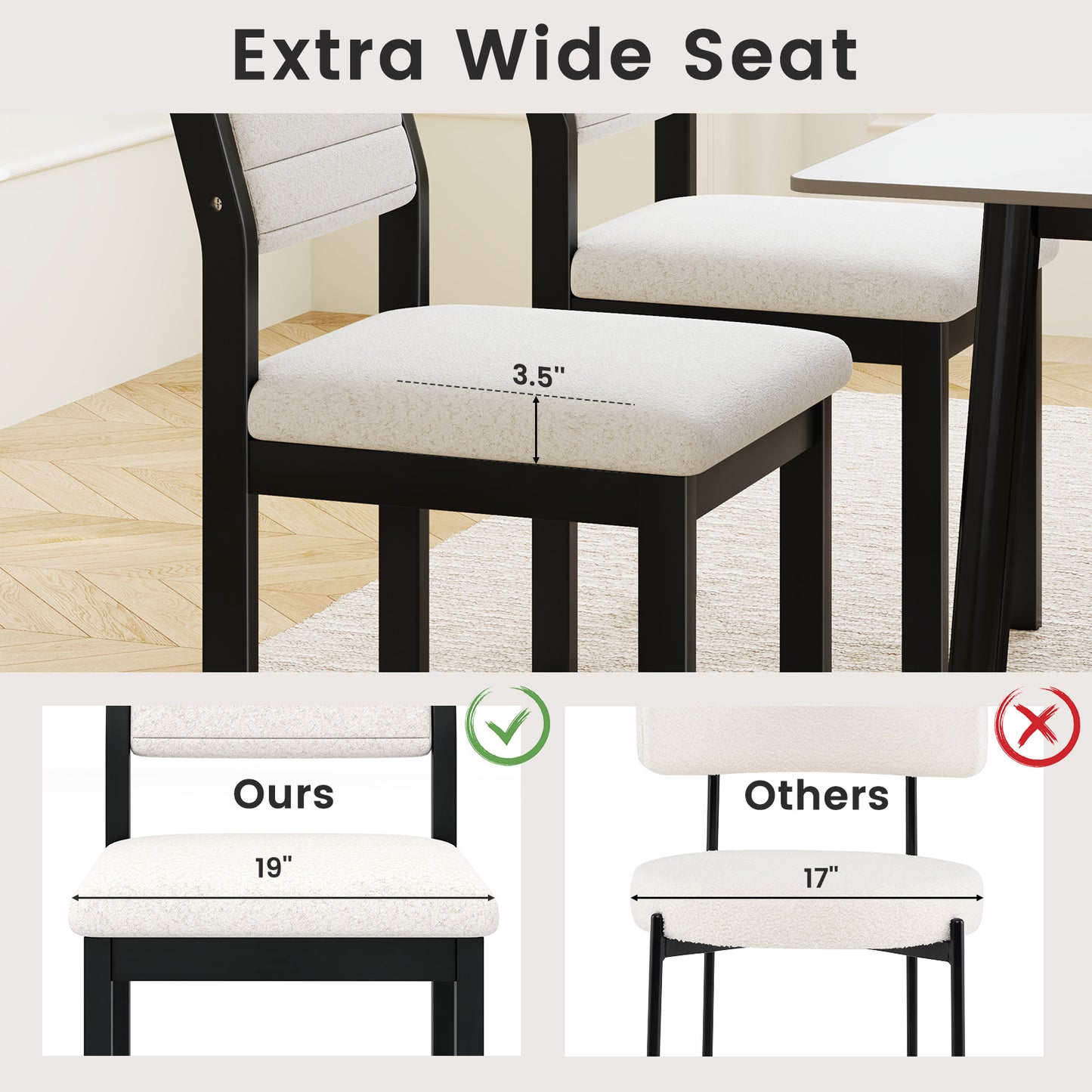 Sherpa Upholstered Dining Chairs Set of 2 with Wood Frame
