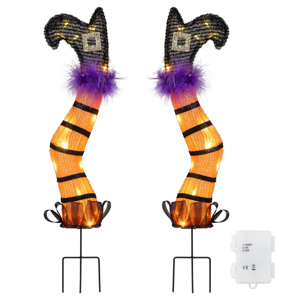 Lighted Witch Legs Halloween Decoration Set of 2 with LED Lights