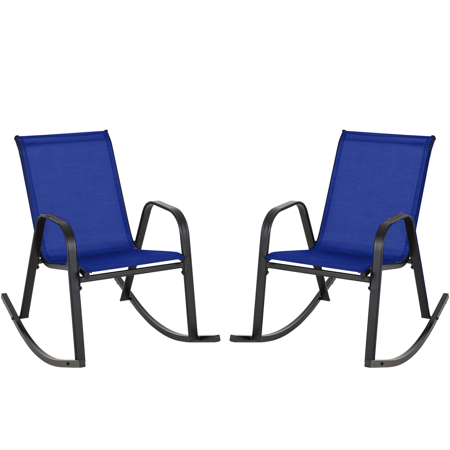 Metal Patio Rocking Chairs Set of 2 with Breathable Fabric