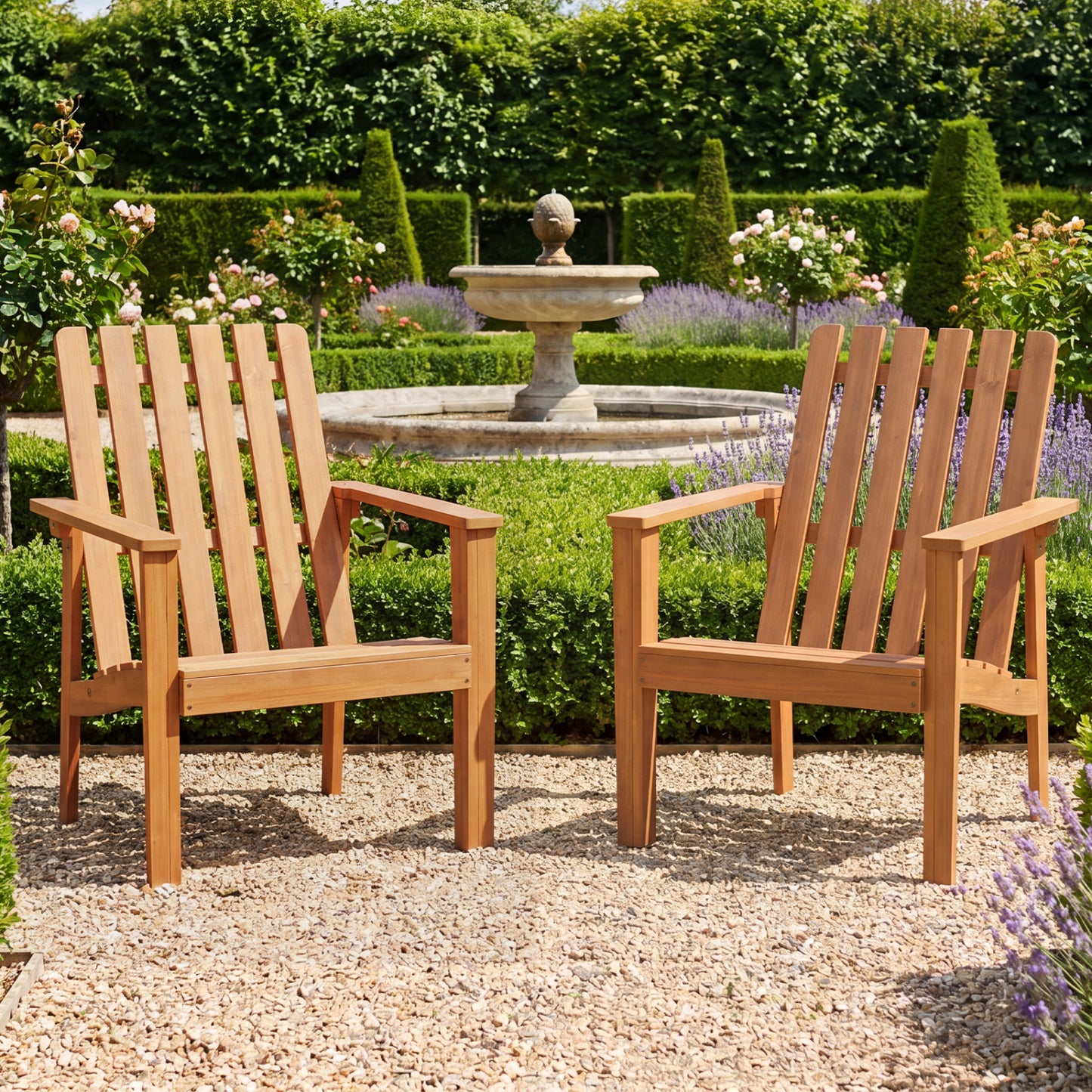 Acacia Wood Patio Dining Chair with Curved Seat (2-Pack)