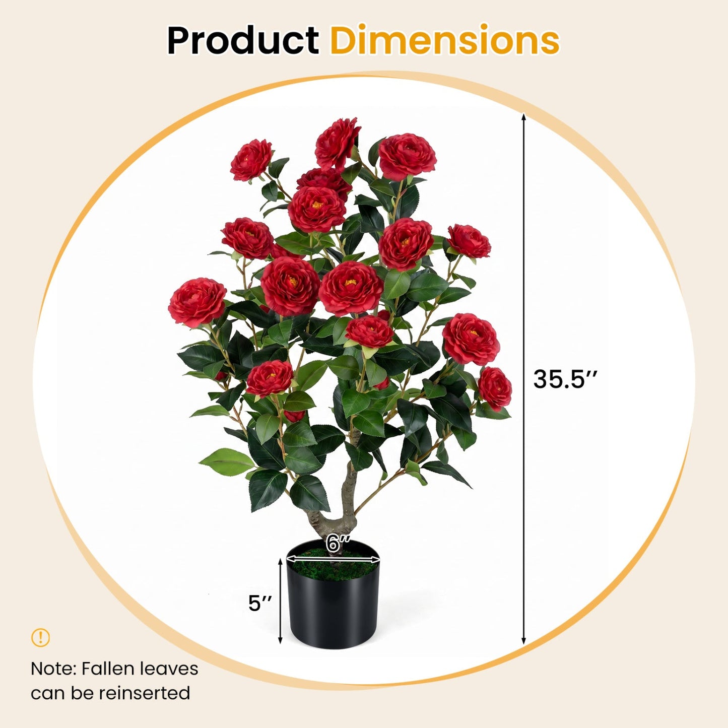Artificial Camellia Tree in Cement Pot - 35.5" (2-Pack)