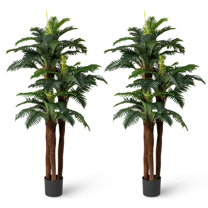 2 Pack Artificial Palm Tree 6.3 ft Tall with Adjustable Leaves