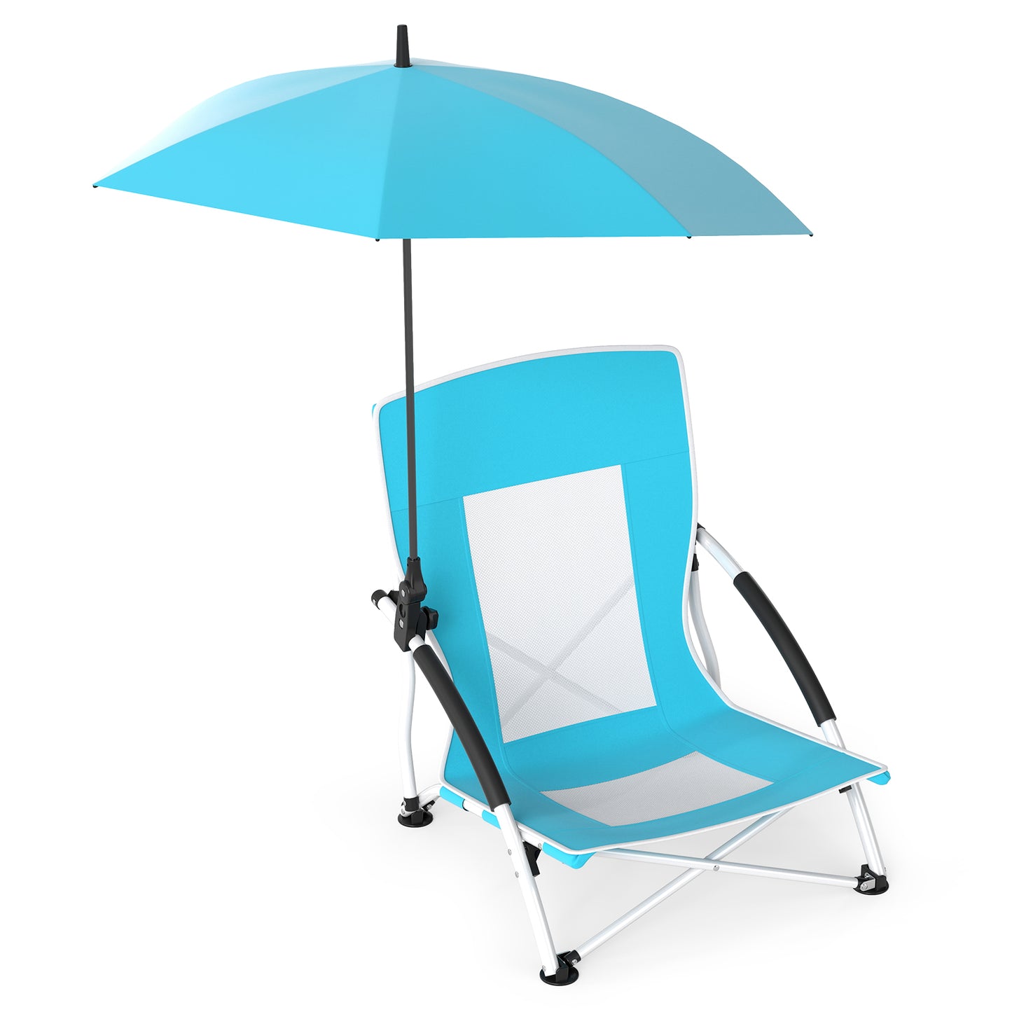 Beach Chair with Adjustable Umbrella for Adults - 2 Pack