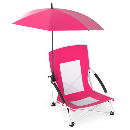 Beach Chair with Adjustable Umbrella for Adults - 2 Pack